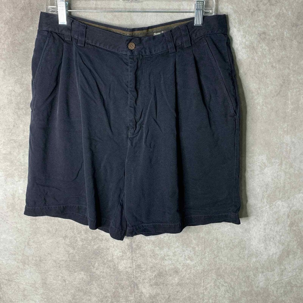 Tommy Bahama Silk Shorts Mens Size 34‎ Black Pleated Casual Beach Travel Resort